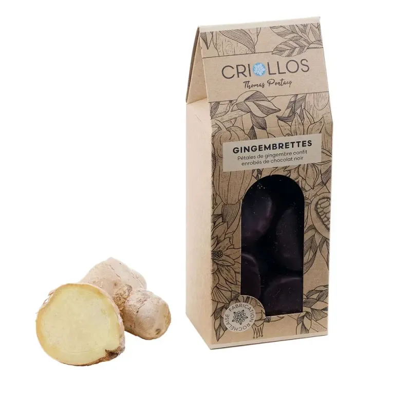 Gingembrettes – Pétales de Gingembre & Chocolat Noir 69% Gingembrettes – Pétales de Gingembre & Chocolat Noir 69%