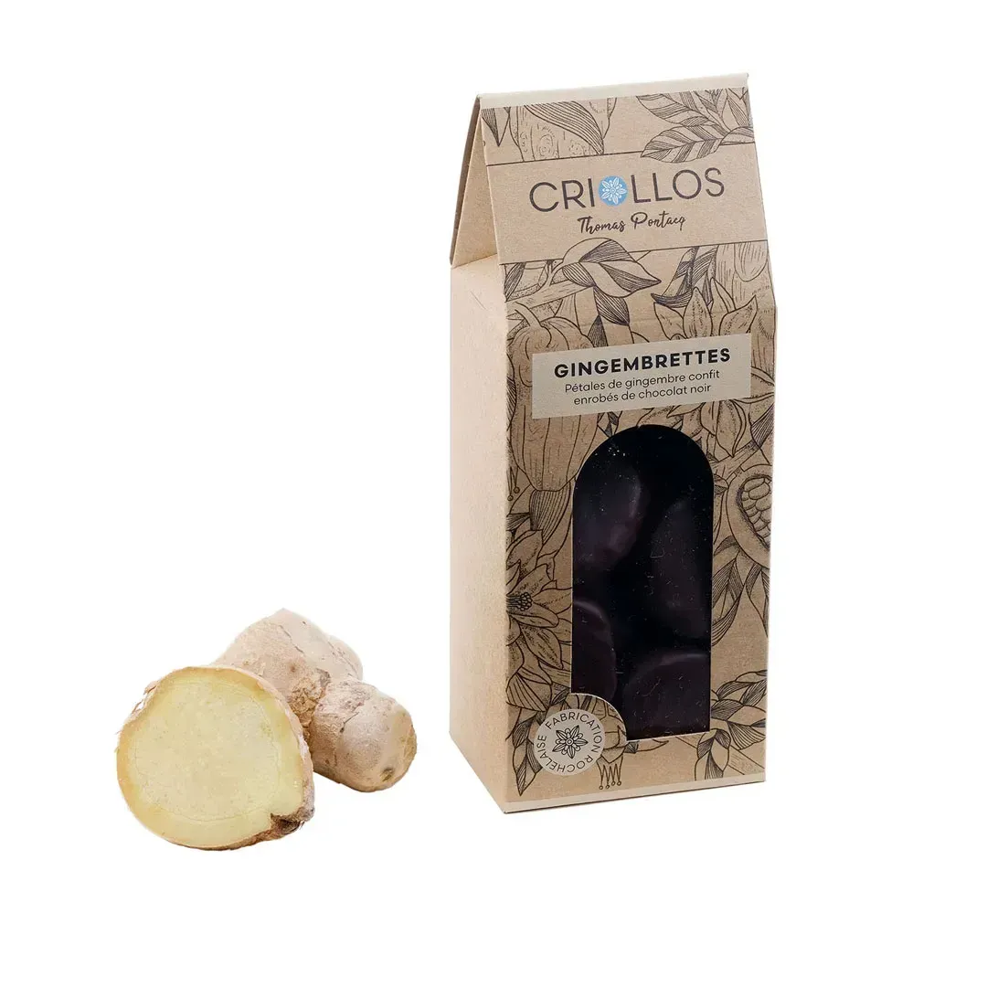 Gingembrettes – Pétales de Gingembre & Chocolat Noir 69% Gingembrettes – Pétales de Gingembre & Chocolat Noir 69%