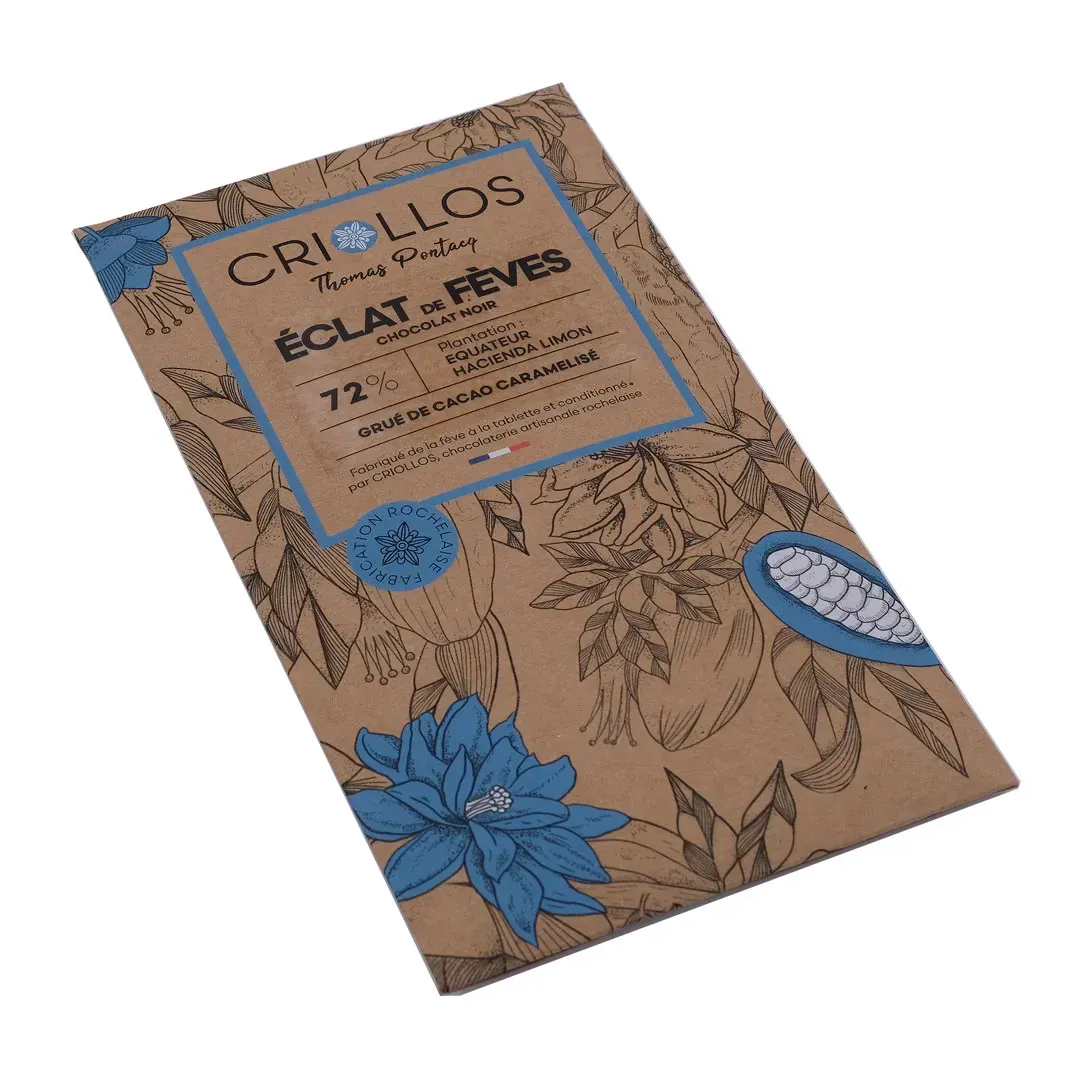 Tablette Bean to Bar – Éclats de Fèves Noir 72% Équateur Tablette Bean to Bar – Éclats de Fèves Noir 72% Équateur