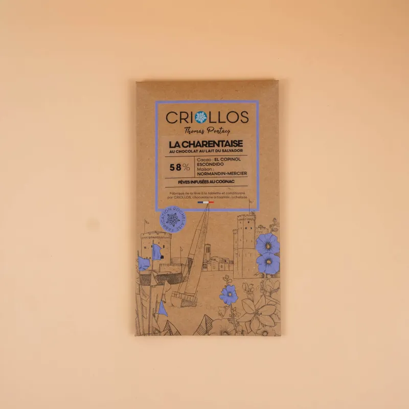 Tablette Bean to Bar Cognac et Chocolat au Lait du Salvador 58% – Criollos Tablette Bean to Bar Cognac et Chocolat au Lait du Salvador 58% – Criollos