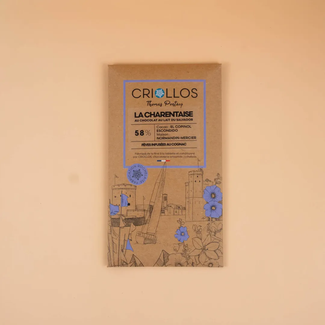Tablette Bean to Bar Cognac et Chocolat au Lait du Salvador 58% – Criollos Tablette Bean to Bar Cognac et Chocolat au Lait du Salvador 58% – Criollos